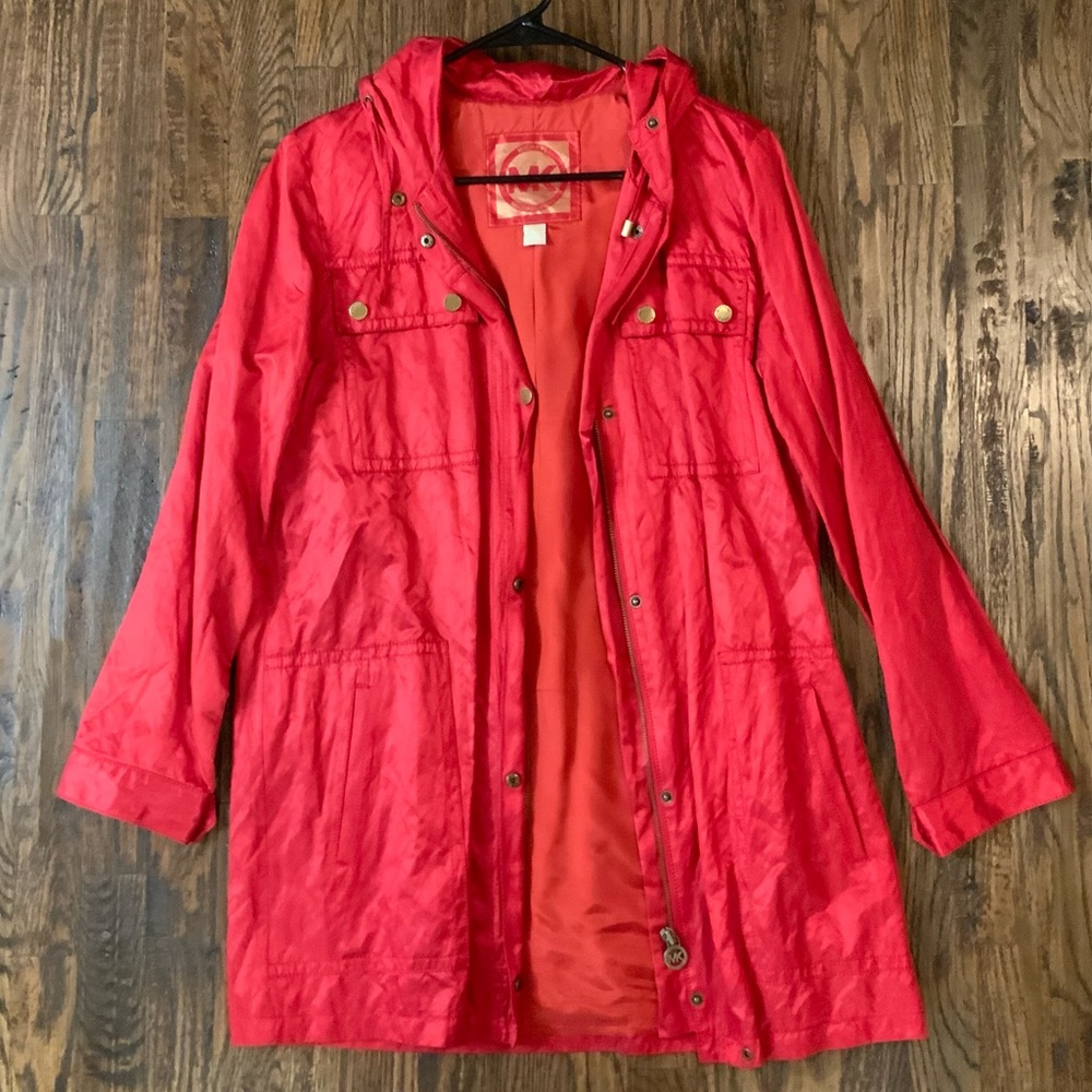 Michael kors red rain jacket